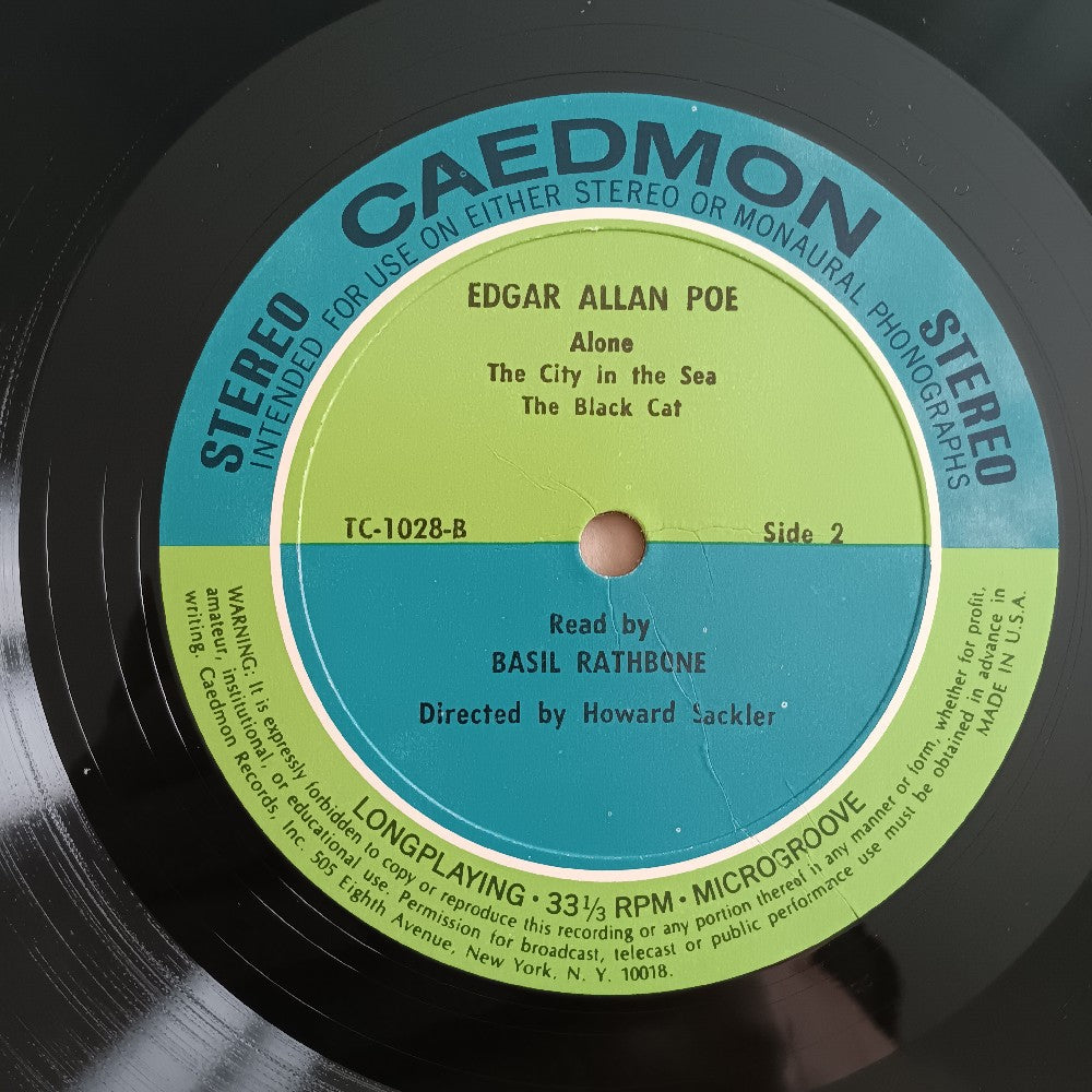 Basil Rathbone - Reads Edgar Allan Poe Volume 1 - TC 1028 - Used - VG++ - Vinyl