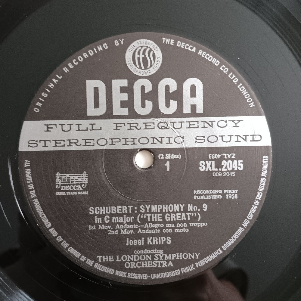 Joseph Krips / Schubert - Great C Major Symphony 180 G GERMANY - 1994 - SXL 2045 - Used - VG++ - Vinyl