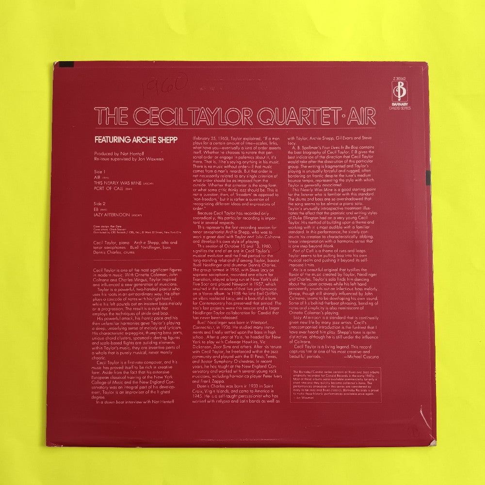 Cecil Taylor & Archie Shepp - Air - 1971 - Z 35062 - Used - VG++ - Vinyl