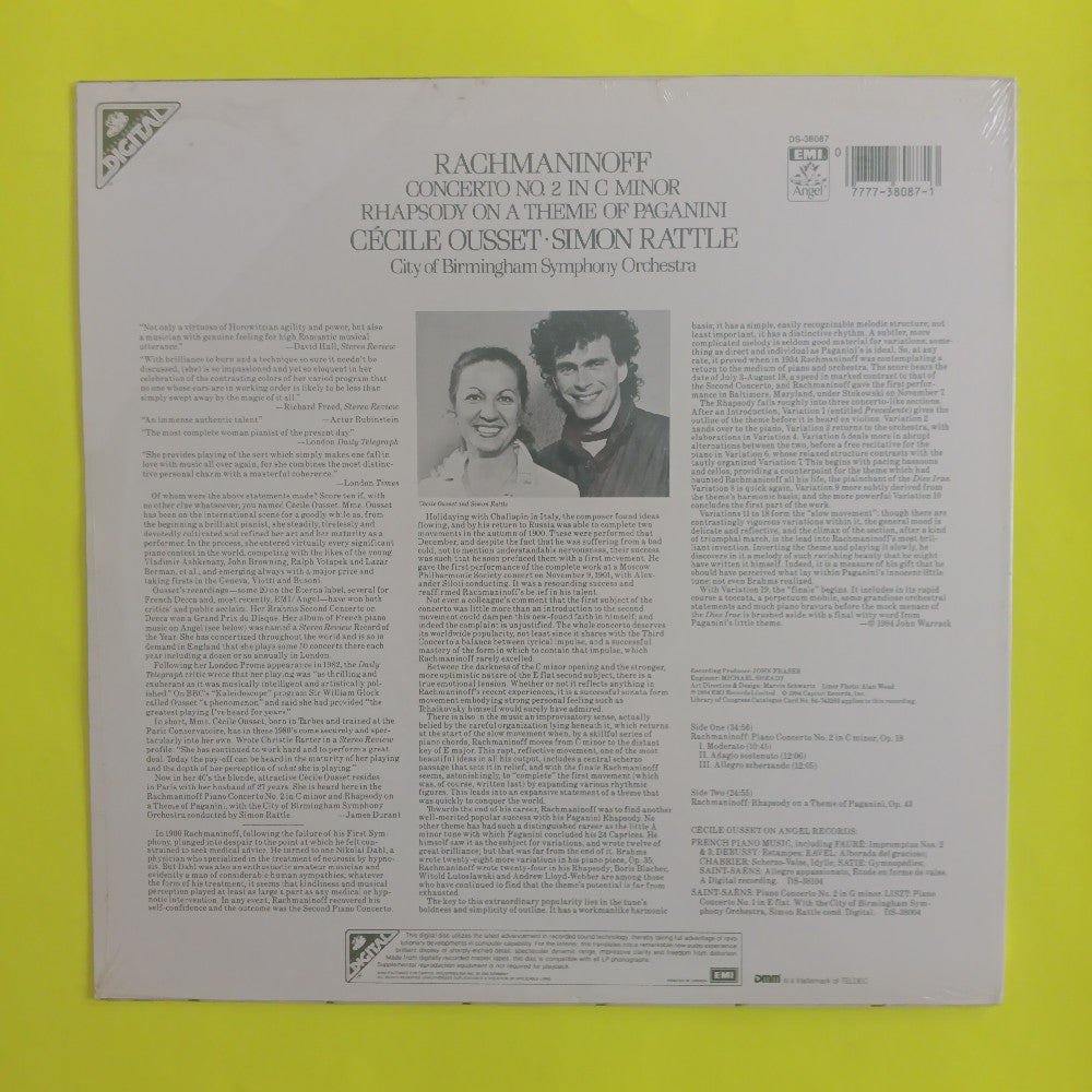 Cecile Ousset / Simon Rattle - Rachmaninoff: Concerto No. 2 In C Minor PROMO - 1985 - DS 38087 - New - Sealed - Vinyl