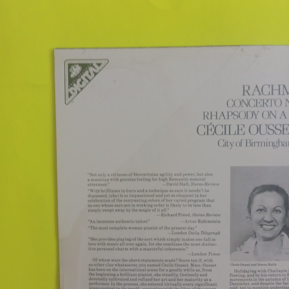 Cecile Ousset / Simon Rattle - Rachmaninoff: Concerto No. 2 In C Minor PROMO - 1985 - DS 38087 - New - Sealed - Vinyl