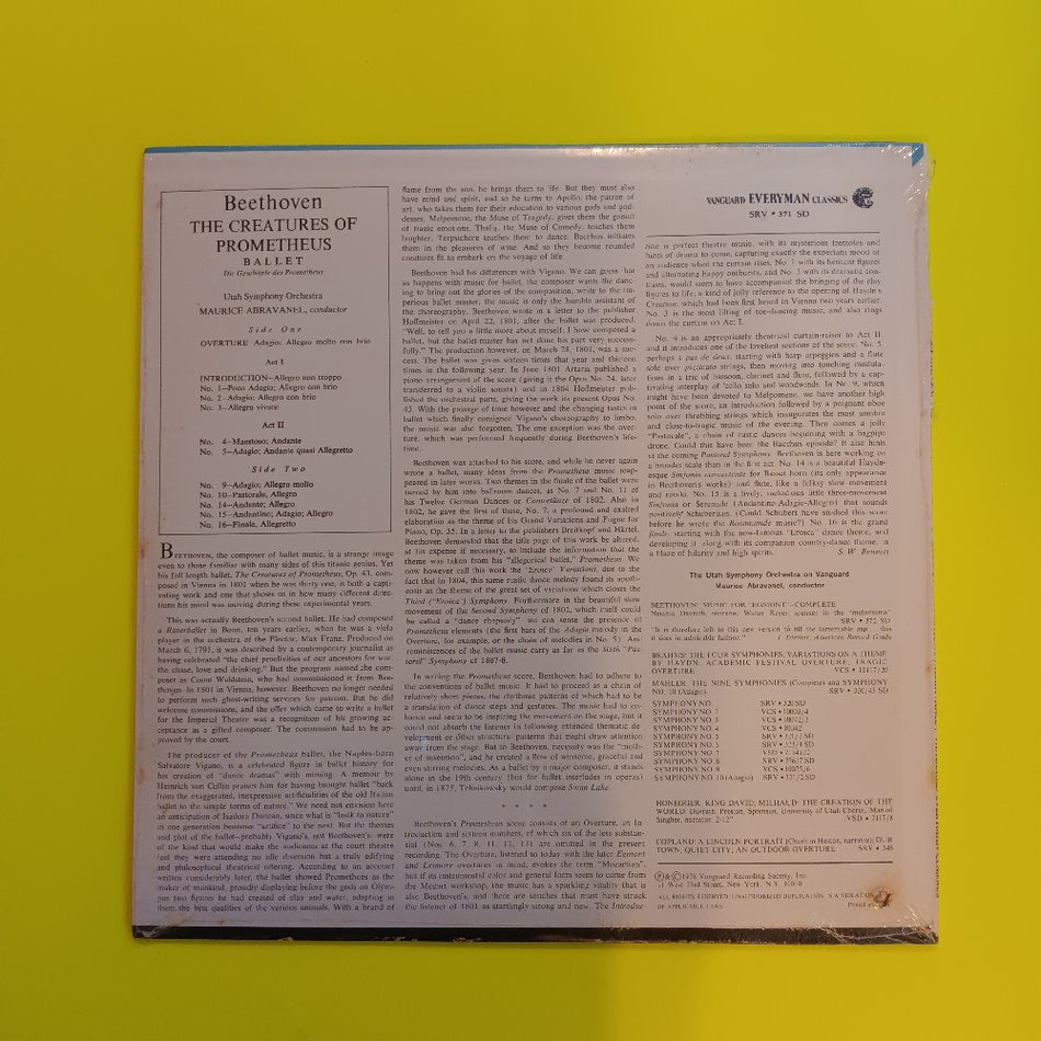 Beethoven / Maurice Abravanel - Creatures Of Prometheus - 1978 - SRV 371 SD - New - Sealed - Vinyl