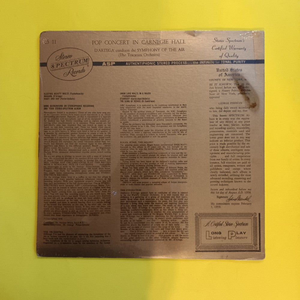 Symphony Of The Air - Pop Concert In Carnegie Hall Vol. 2 - 1958 - SS-11 - New - Sealed - Vinyl