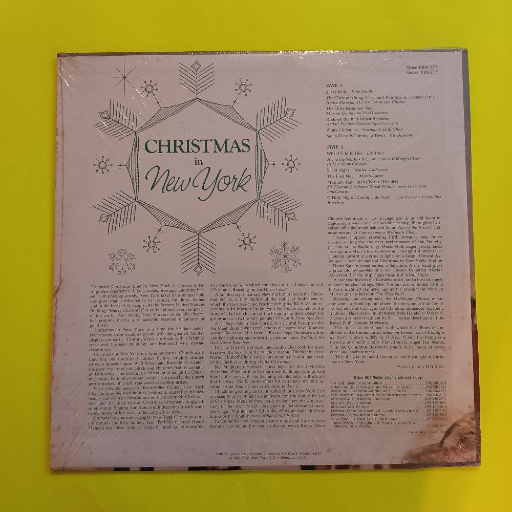 Various - Christmas In New York - 1967 - PRS 257 - New - Sealed - Vinyl