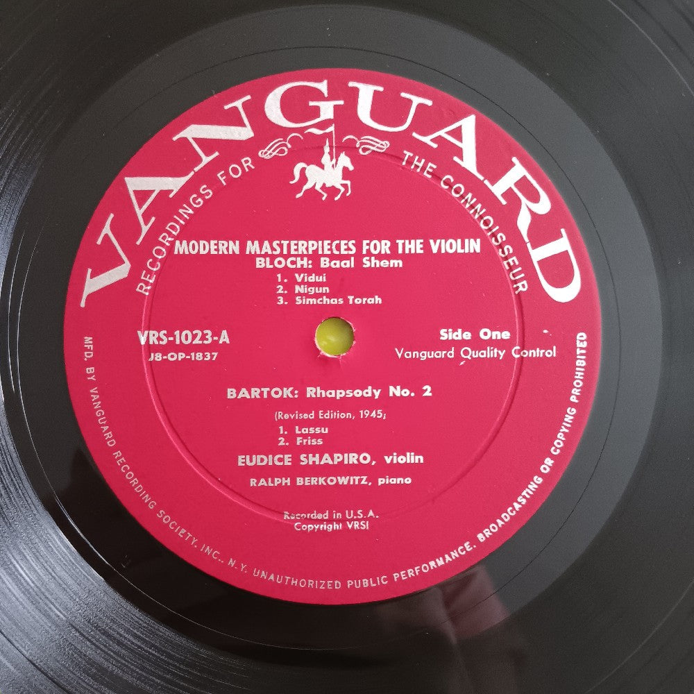 Eudice Shapiro - Plays Modern Masterpieces For The Violin - 1958 - VRS 1023 - Used - VG+ - Vinyl