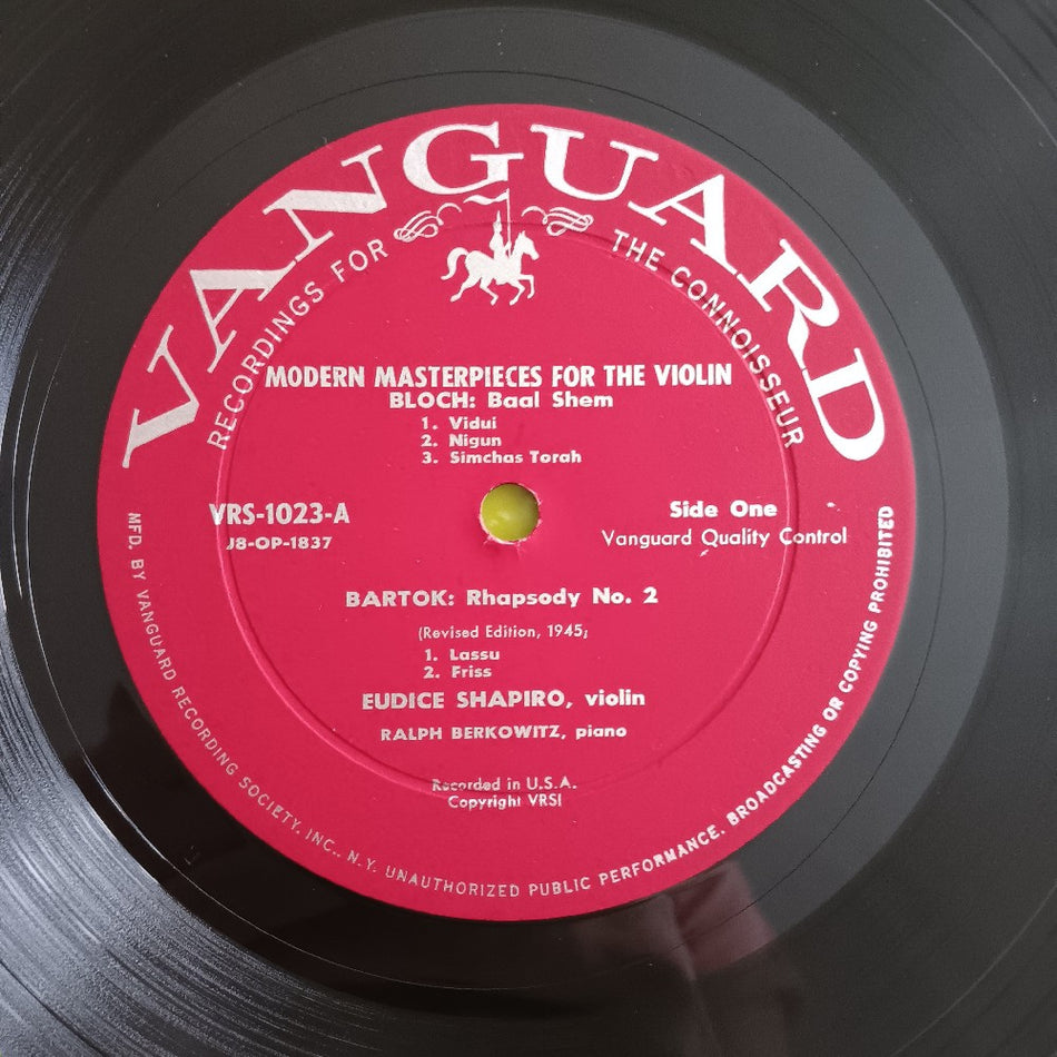 Eudice Shapiro - Plays Modern Masterpieces For The Violin - 1958 - VRS 1023 - Used - VG+ - Vinyl