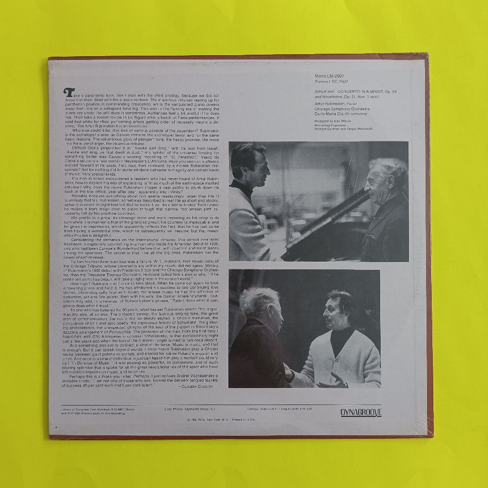 Carlo Maria Giulini / Rubinstein  - Schumann: Piano Concerto A Minor Op. 54 - 1975 - LSC 2997 - Used - Sealed - Vinyl