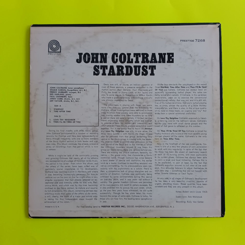John Coltrane - Stardust OG STEREO - 1963 - PRST 7268 - Used - VG - Vinyl