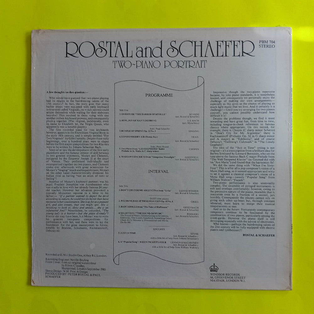 Rostal And Schaefer - Two-Piano Portrait UK - PBM 704 - New - Sealed - Vinyl