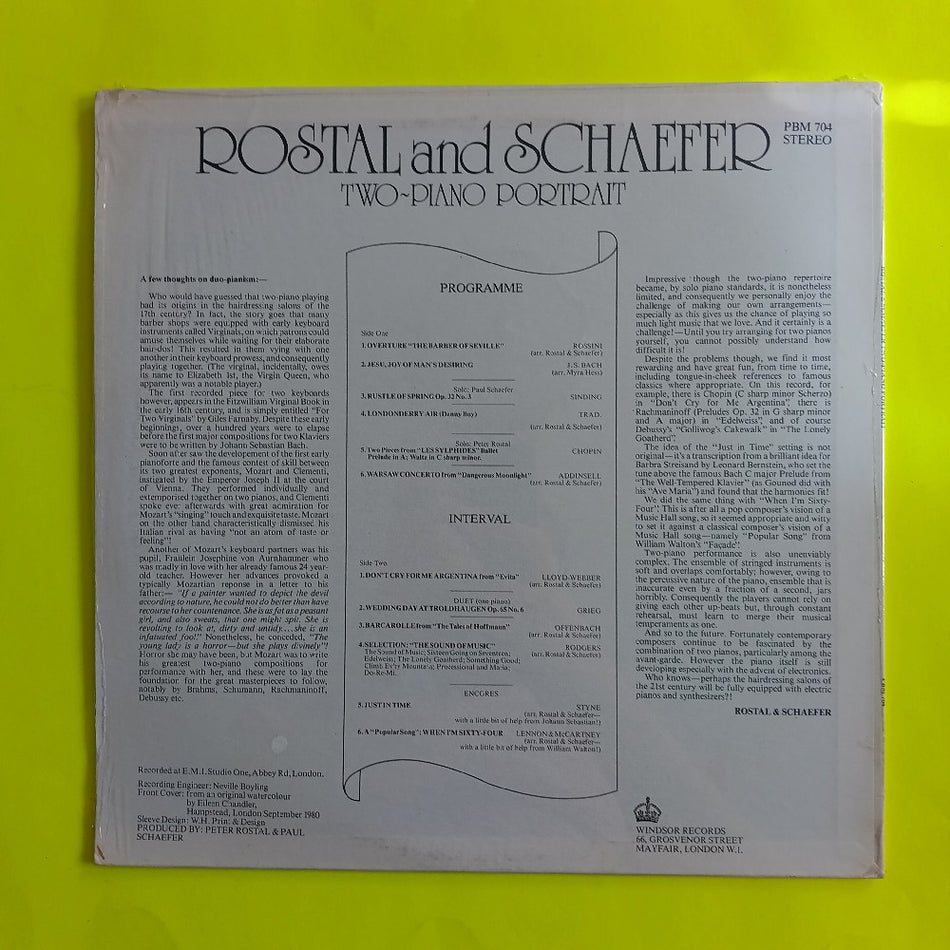 Rostal And Schaefer - Two-Piano Portrait UK - PBM 704 - New - Sealed - Vinyl
