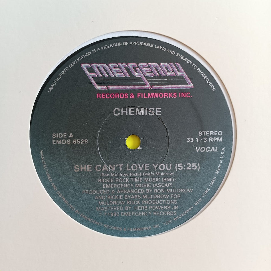 Chemise - She Can't Love You OG 12" - 1982 - EMDS 6528 - Used - VG++ - Vinyl