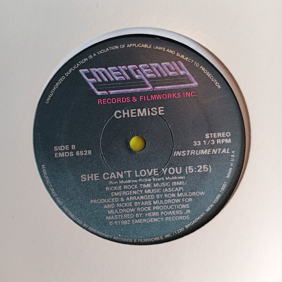 Chemise - She Can't Love You OG 12" - 1982 - EMDS 6528 - Used - VG++ - Vinyl