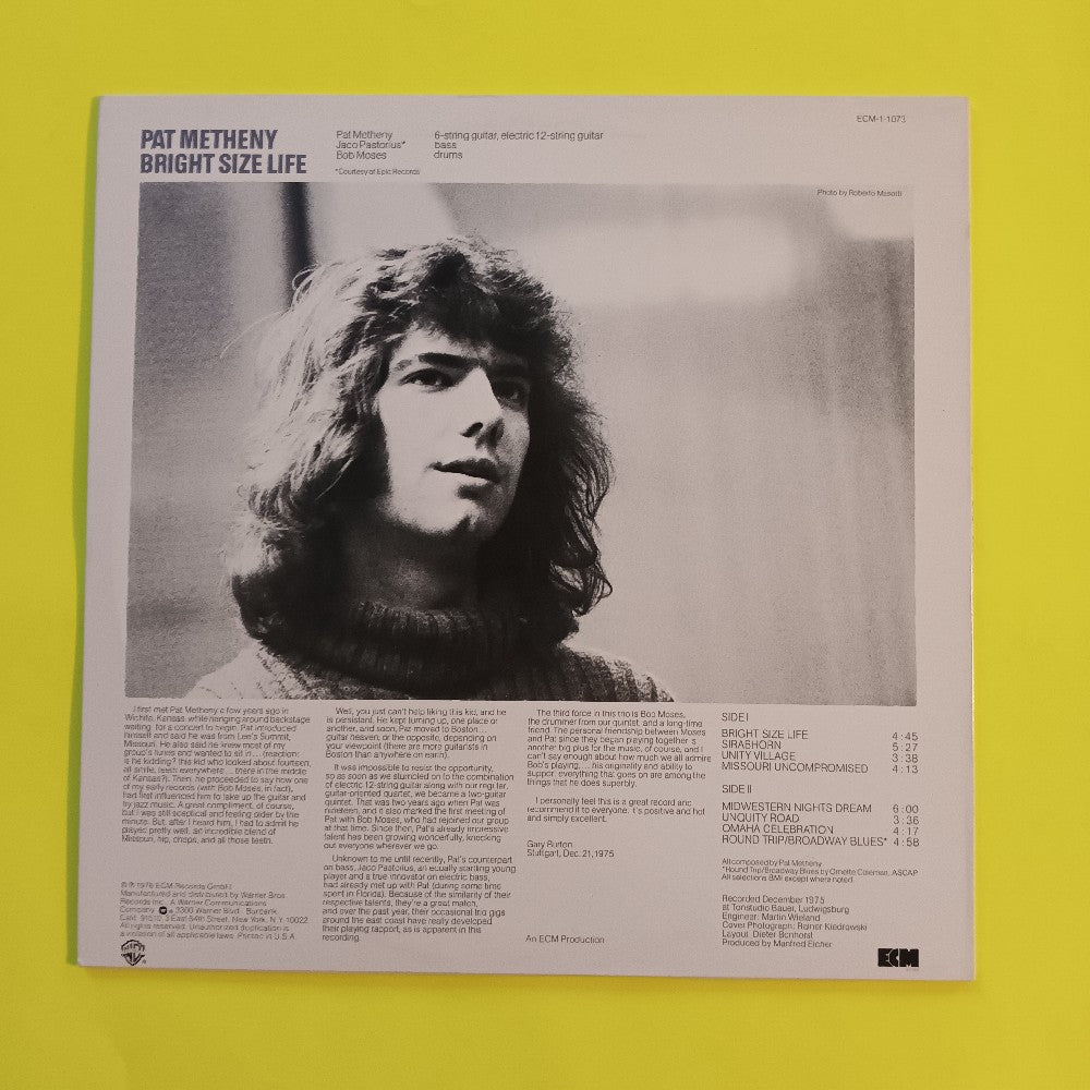 Pat Methany - Bright Size Life - 1979 - ECM-1-1073 - Used - EX - Vinyl