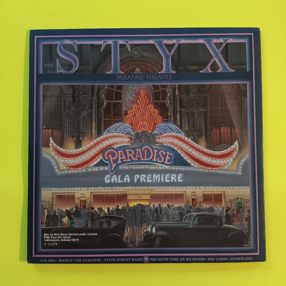 Styx - Paradise Theatre ETCHED CLUB EDITION - 1981 - SP 3719 / R 153579 - Used - VG++ - Vinyl