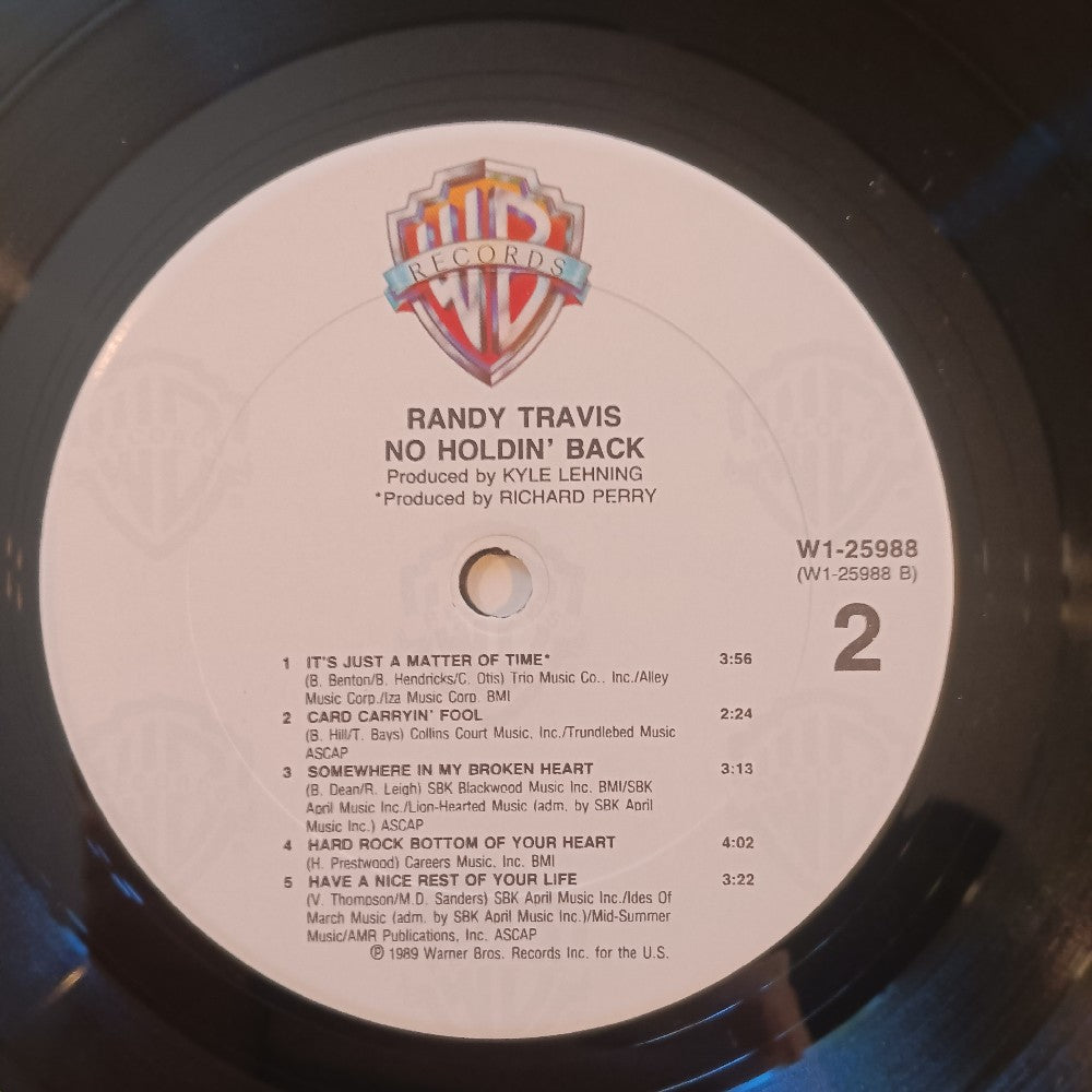 Randy Travis - No Holdin' Back PROMO CLUB EDITION - 1989 - W1 25988 - Used - EX - Vinyl