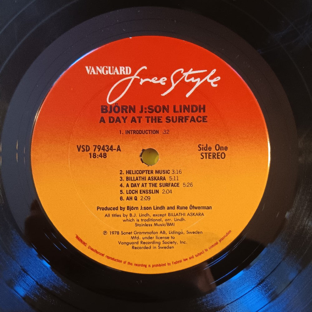 Bjorn J:Son Lindh - A Day At The Surface - 1978 - VSD 79434 - Used - VG++ - Vinyl