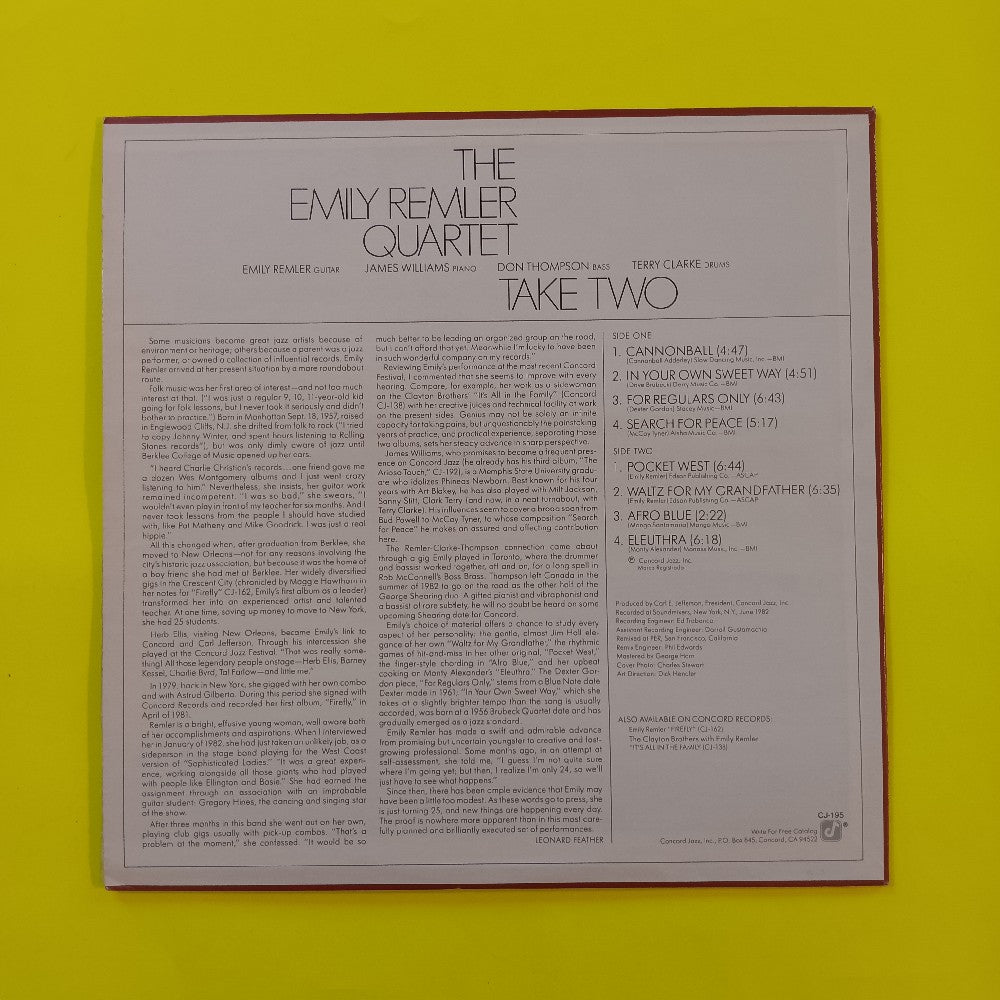Emily Remler Quartet - Take Two - 1982 - CJ-195 - Used - EX - Vinyl