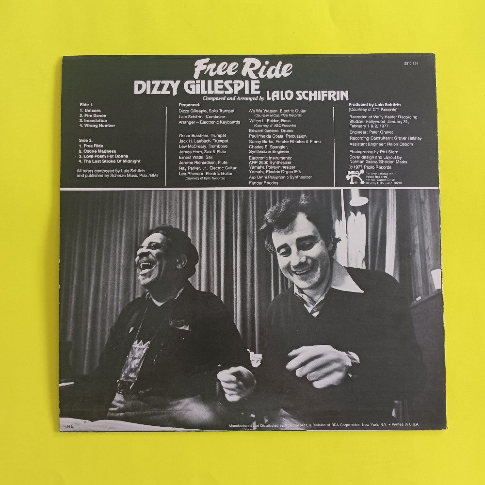 Dizzy Gillespie W. Lalo Schifrin - Free Ride - 1977 - PABLO 2310 794 - Used - VG++ - Vinyl