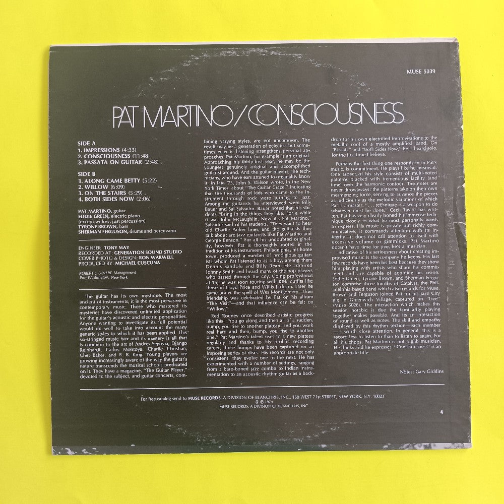 Pat Martino - Conciousness - 1974 - MR 5039 - Used - VG++ - Vinyl