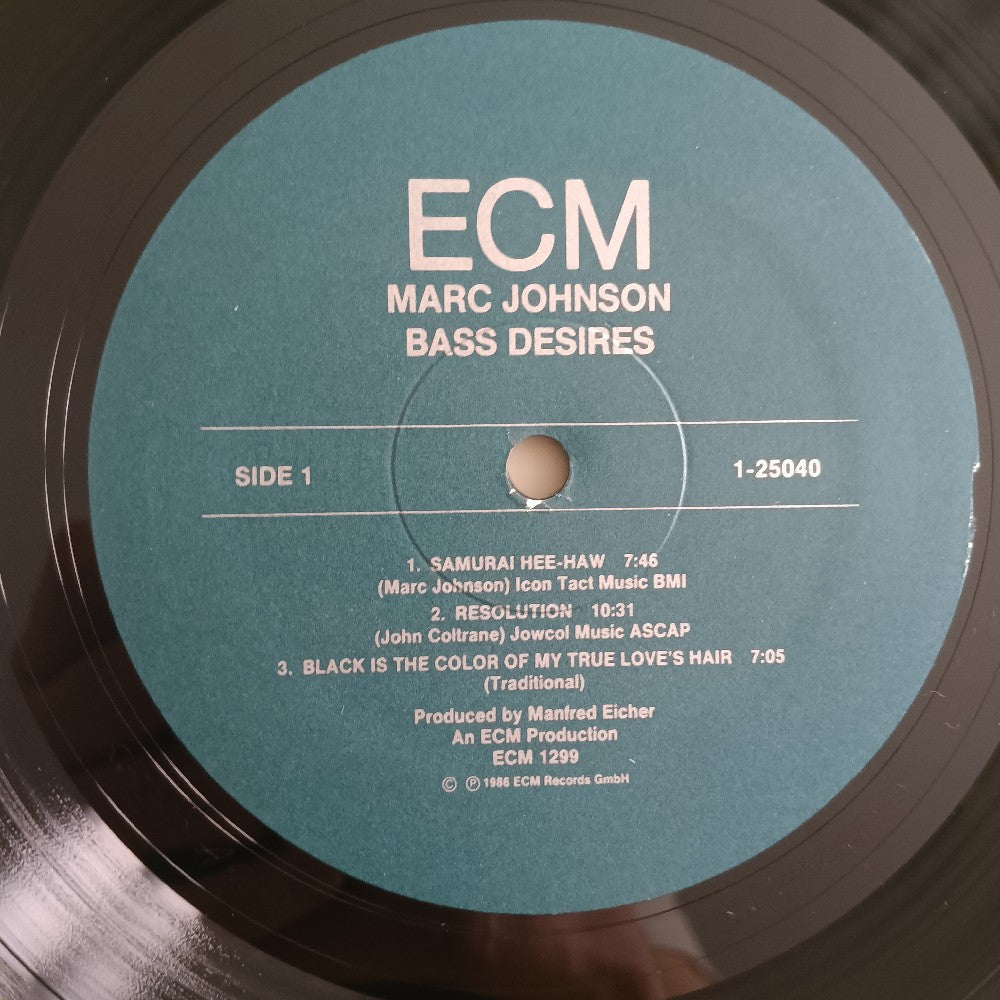 Marc Johnson /Frisell Scofield Erskine - Bass Desires - 1986 - 1-25040 ECM 1299 - Used - VG++ - Vinyl