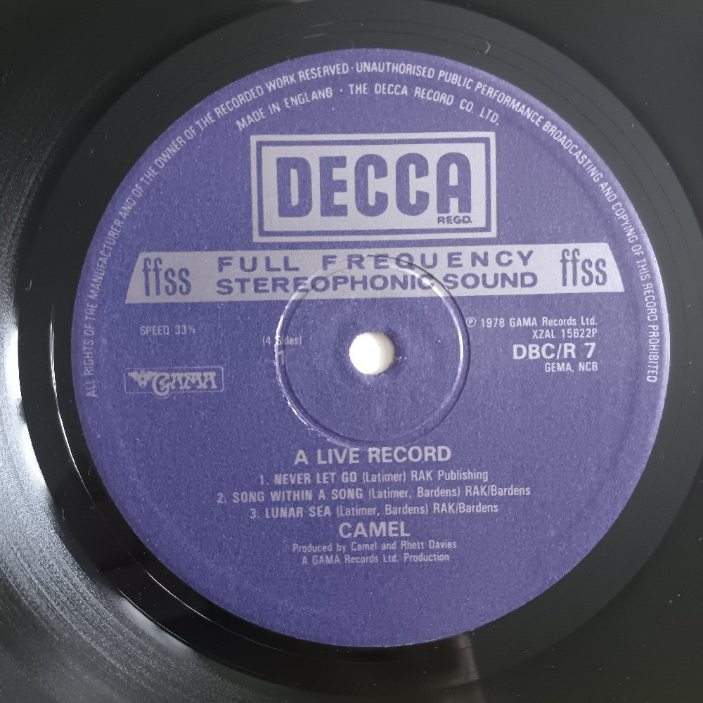 Camel - A Live Record UK - 1978 - DBC-R7/8 - Used - EX - Vinyl