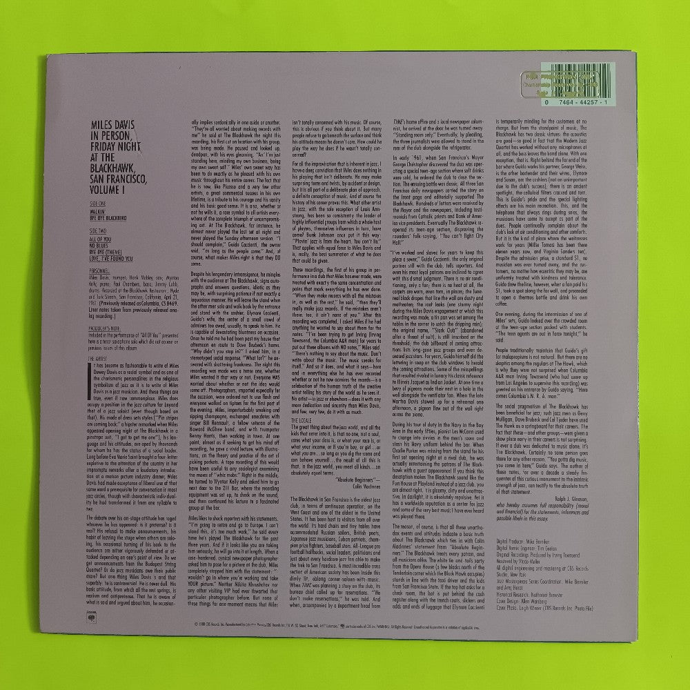 Miles Davis - In Person, Friday Night At The Blackhawk Vol 1 PROMO - 1988 - CJ 44257 - Used - NM - Vinyl