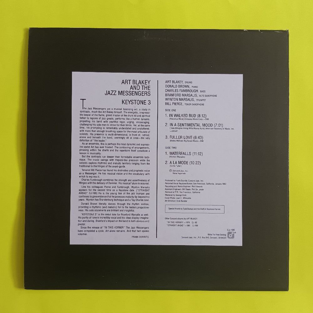 Art Blakey & The Jazz Messengers - Keystone 3 - 1982 - CJ-196 - Used - EX - Vinyl