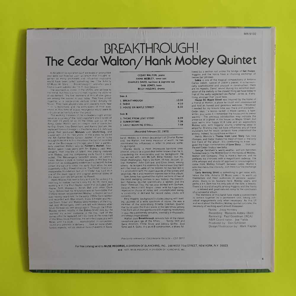 Cedar Walton / Hank Mobley Quintet - Breakthrough - 1977 - MR 5132 - Used - VG++ - Vinyl