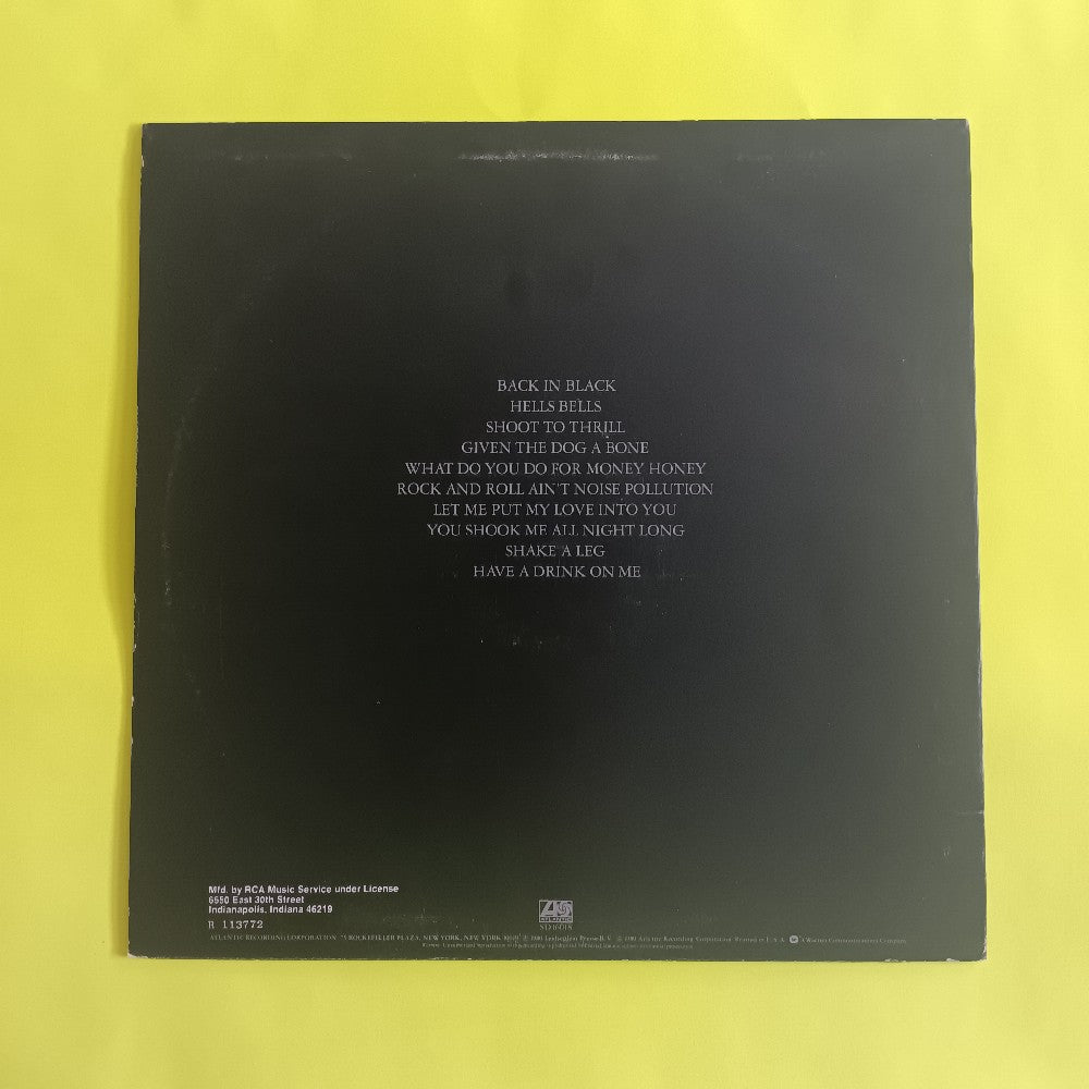 AC/DC - Back In Black EMBOSSED CLUB EDITION - 1980 - SD 16018 / R113772 - Used - VG++ - Vinyl