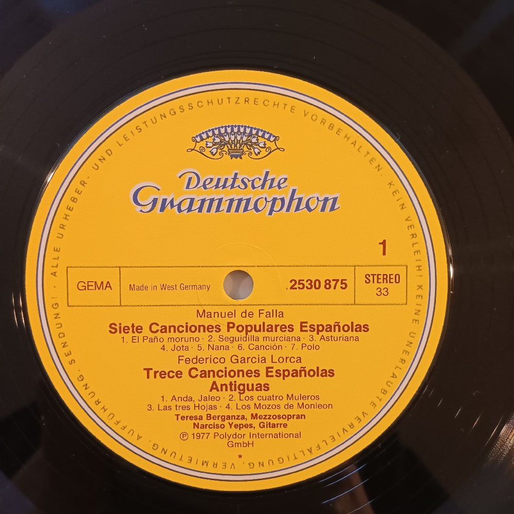 Teresa Berganza & Narciso Yepes - Cantonese Populares Espanolas GERMANY - 1977 - Used - NM - Vinyl