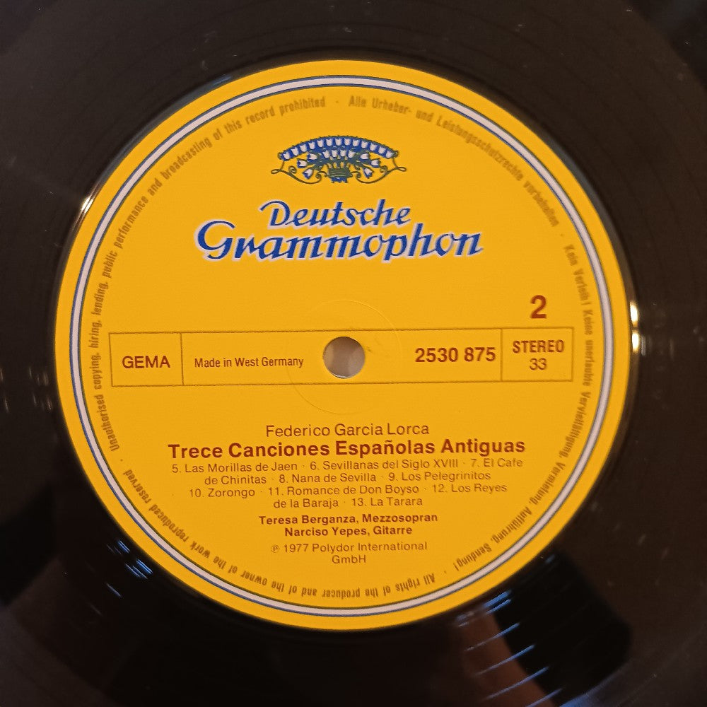 Teresa Berganza & Narciso Yepes - Cantonese Populares Espanolas GERMANY - 1977 - Used - NM - Vinyl