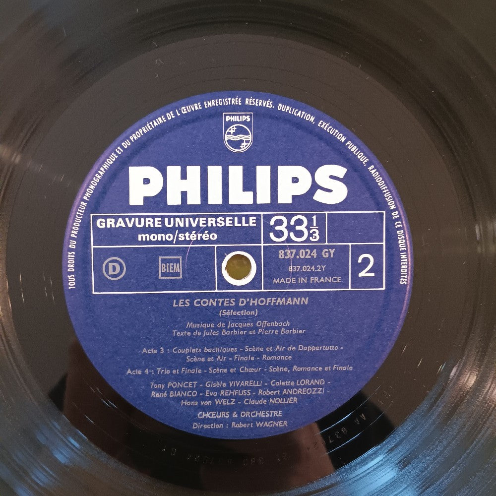 Tony Poncet / Robert Wagner - Offenbach: Les Contes D'Hoffman FRANCE - 1969 - 837.024 GY - Used - EX - Vinyl
