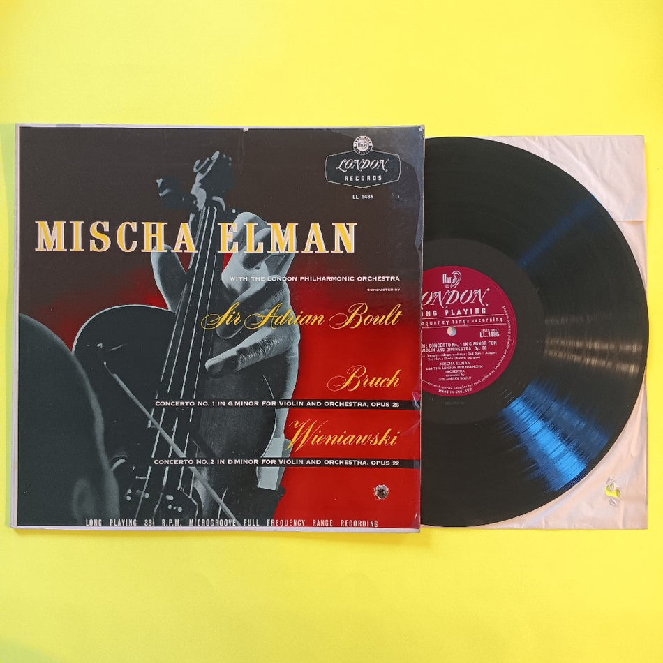 Mischa Elman / Sir Adrian Boult - Bruch / Weinaiwski Violin Concertos No. 1 No. 2 - 1956 - LL 1486 - Used - VG++ - Vinyl