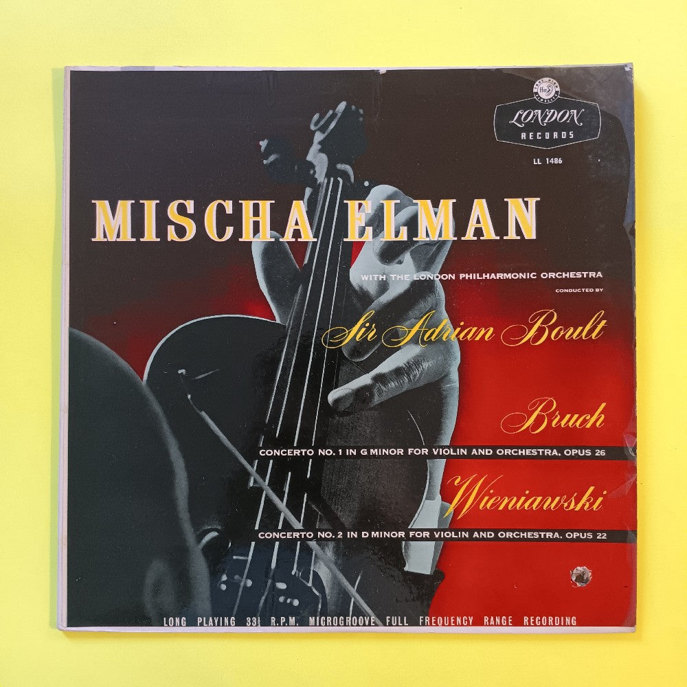 Mischa Elman / Sir Adrian Boult - Bruch / Weinaiwski Violin Concertos No. 1 No. 2 - 1956 - LL 1486 - Used - VG++ - Vinyl
