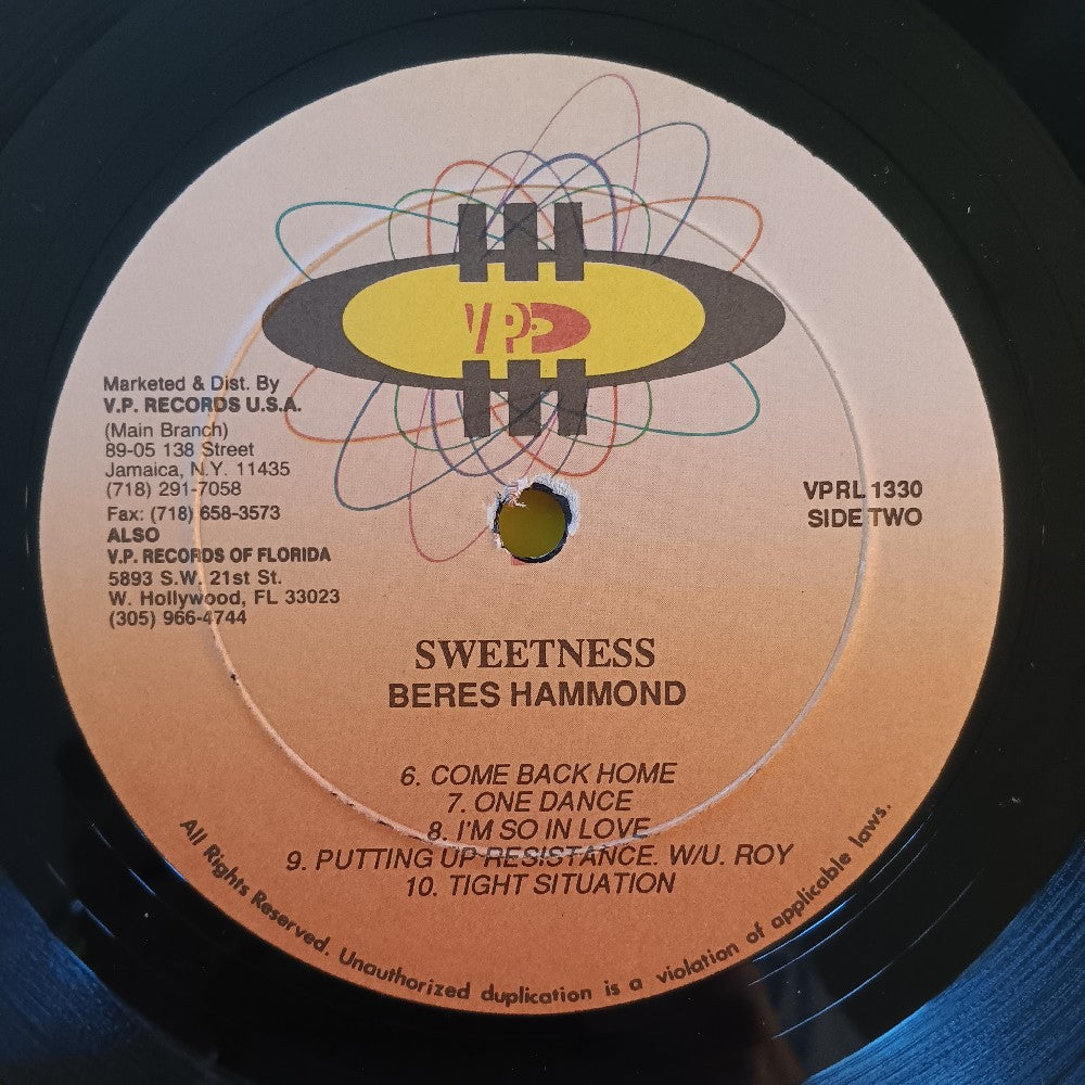Beres Hammond - Sweetness - 1993 - VPRL 1330 - Used - VG++ - Vinyl