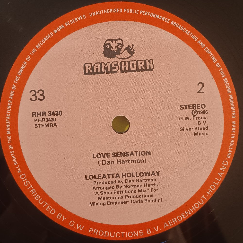 Loretta Holloway - Love Sensation SPECIAL REMIXED VERSIONS - 1986 - RHR 3430 - Used - VG++ - Vinyl