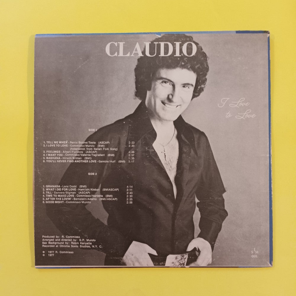 Claudio - I Love To Love AUTOGRAPHED - 1977 - SJM001 - Used - VG++ - Vinyl