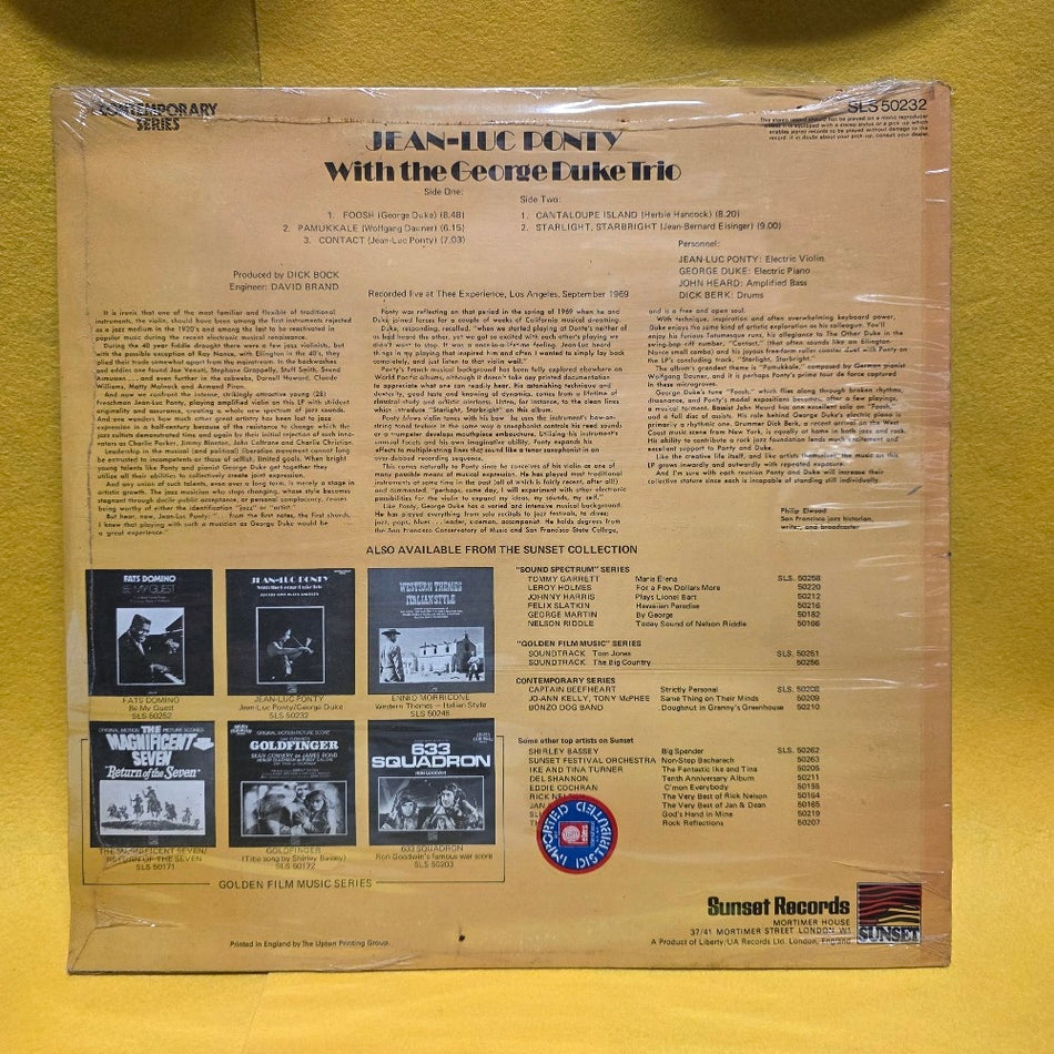 Jean-luc Ponty With The Gerge Duke Trio - Live In Los Angeles - 1970 - SLS 50232 - New - Sealed - Vinyl