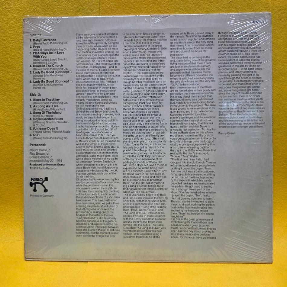 The Count Basie Trio - For The First Time - 1974 - 2310-712 - New - Sealed - Vinyl