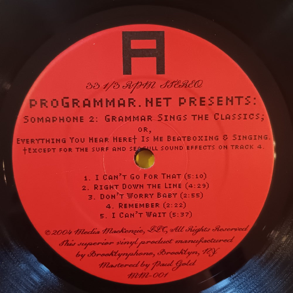 Programmar  - Somaphone 2: Grammar Sings The Classics - 2004 - MM-001 - Used - VG++ - Vinyl
