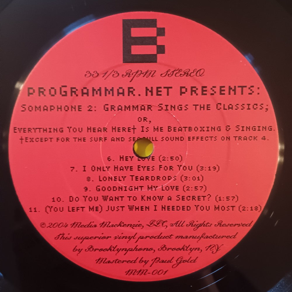 Programmar  - Somaphone 2: Grammar Sings The Classics - 2004 - MM-001 - Used - VG++ - Vinyl