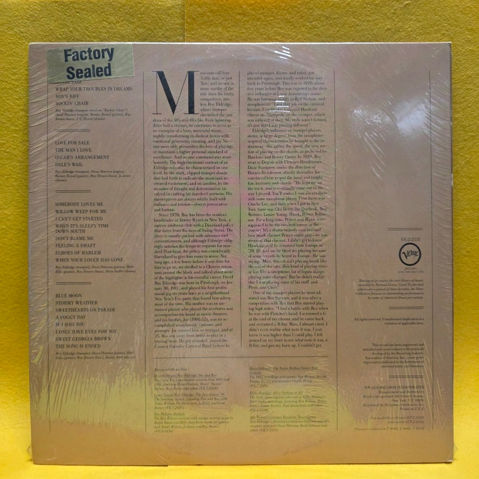 Roy Eldridge  - Dale's Wail / Promo Reissue  - 1978 - F-2-2531 - New - Sealed - Vinyl