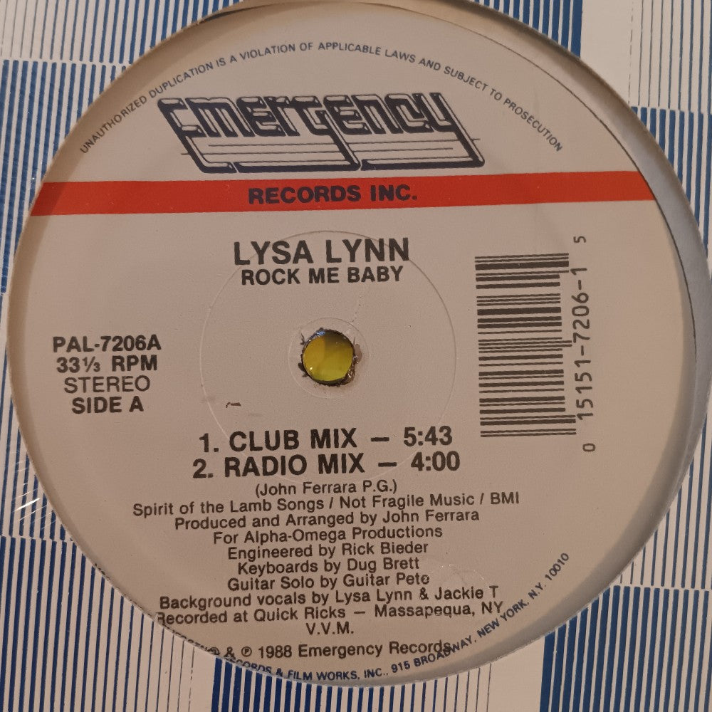 Lysa Lynn - Rock Me Baby - 1988 - PAL-7206 - New - Sealed - Vinyl