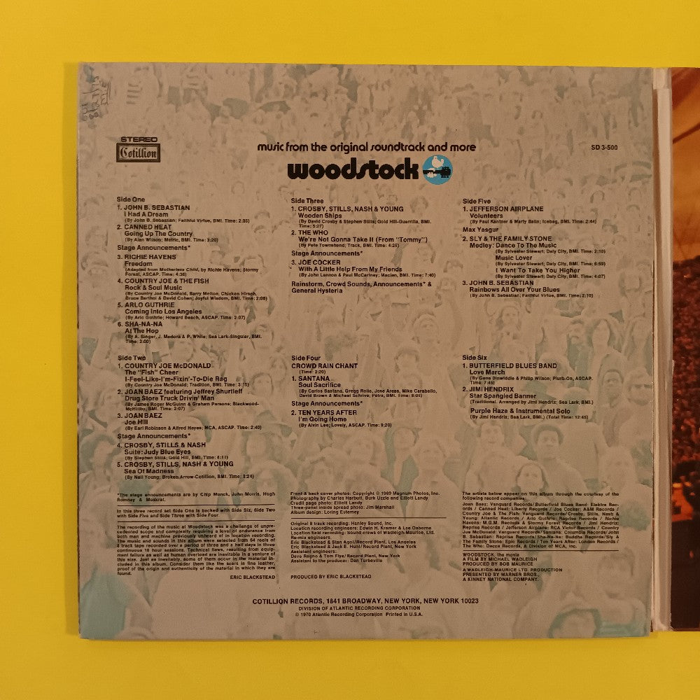 Various - Woodstock Original Soundtrack 3LP Auto-Coupled - 1970 - SD 3-500 - Used - VG++ - Vinyl