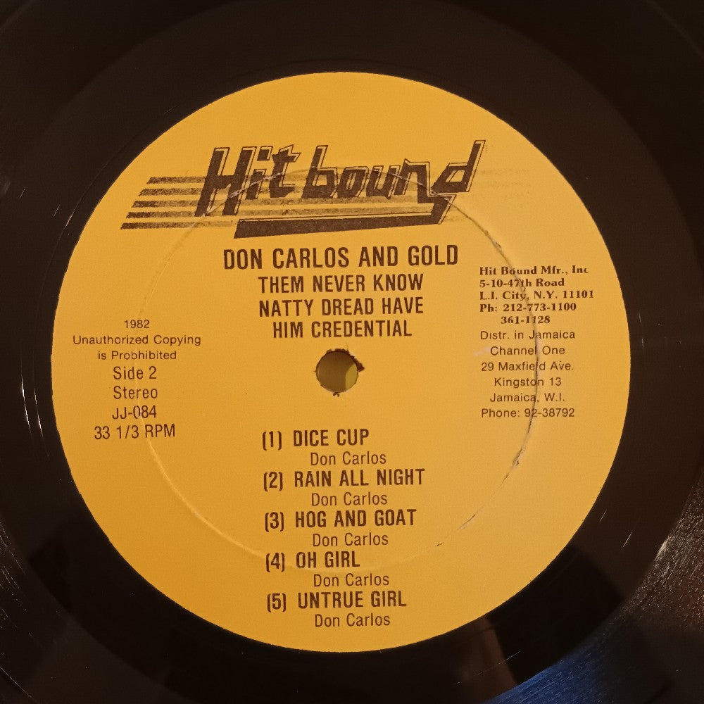 Don Carlos & Gold - Them Never Know Natty Dread Have Him Credential - 1982 - JJ 084 - Used - VG+ - Vinyl