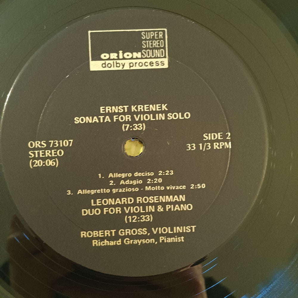 Robert Gross & Richard Grayson - Impromptu / Duo / Sonata / Variazioni / Passacaglia - 1973 - ORS 73107 - Used - VG++ - Vinyl