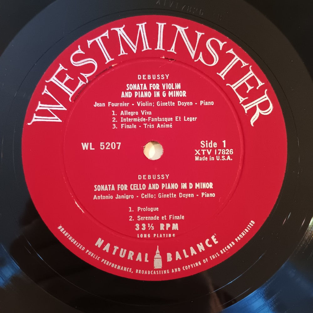 Debussy  - 3 Sonatas - 1953 - WL 5207 - Used - VG++ - Vinyl