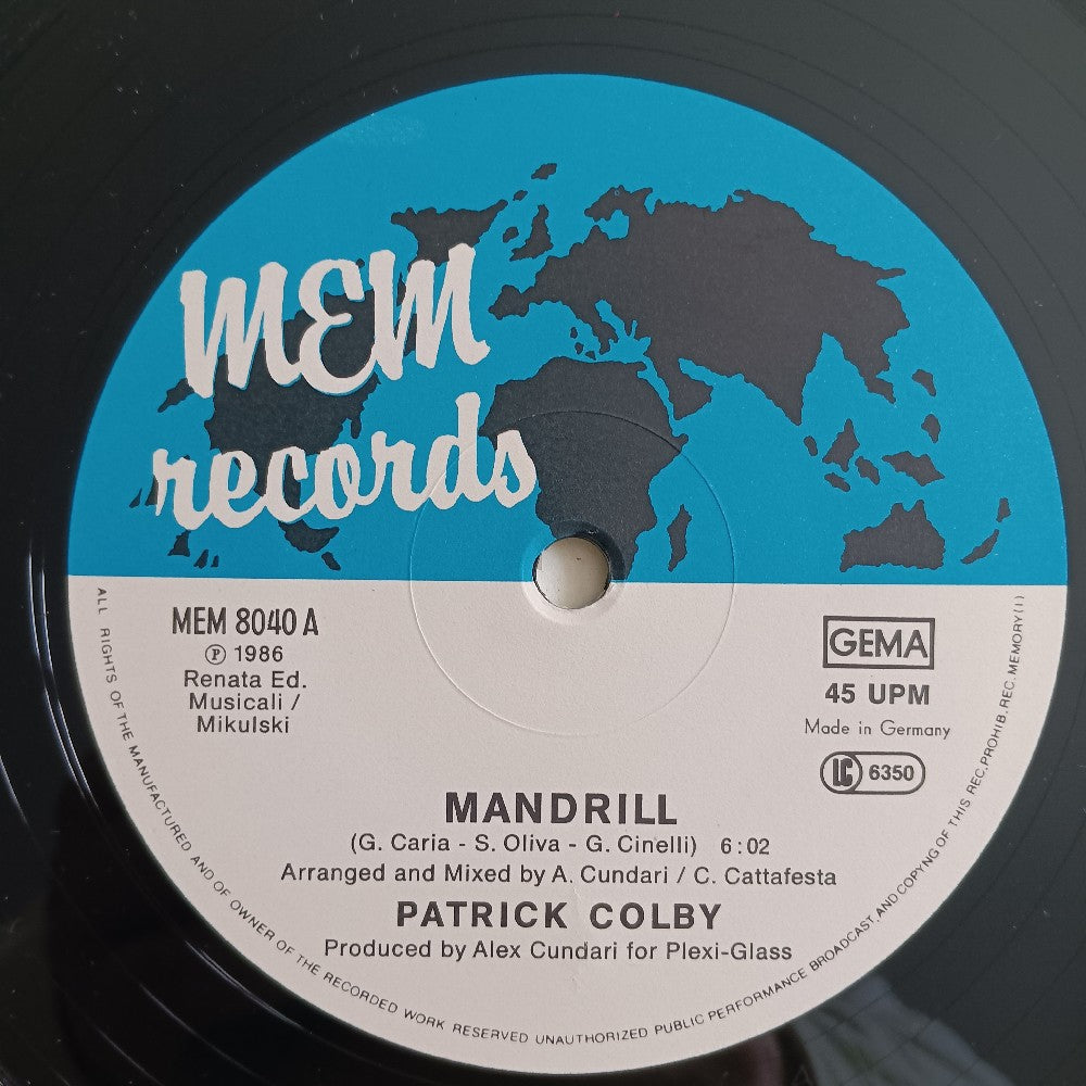 Patrick Colby - Mandrill GERMANY 12" Italo-Disco - 1986 - MEM 8040 - Used - EX - Vinyl