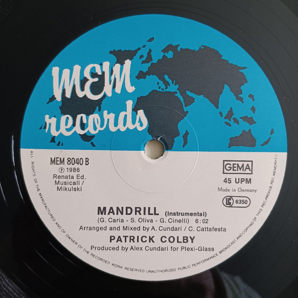 Patrick Colby - Mandrill GERMANY 12" Italo-Disco - 1986 - MEM 8040 - Used - EX - Vinyl