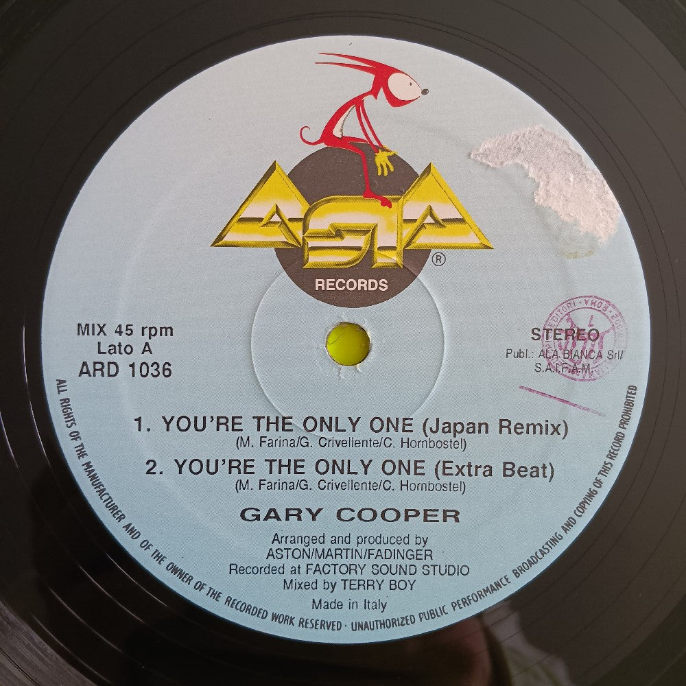Gary Cooper - You're The One ITALY 12" - 1989 - ARD 1036 - Used - VG++ - Vinyl